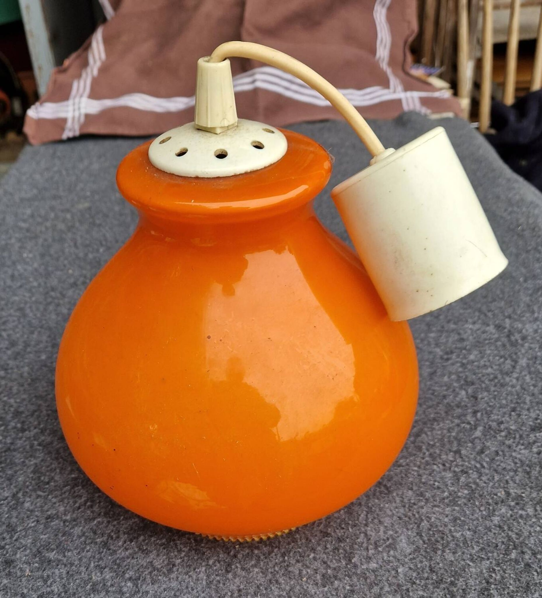 Orange opal glass pendant light from the 70s