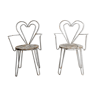 Set of two armchairs perforated metal heart 1950