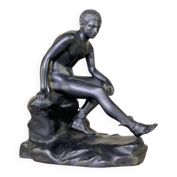 Hermès au repos, bronze patine noire d’après l’antique