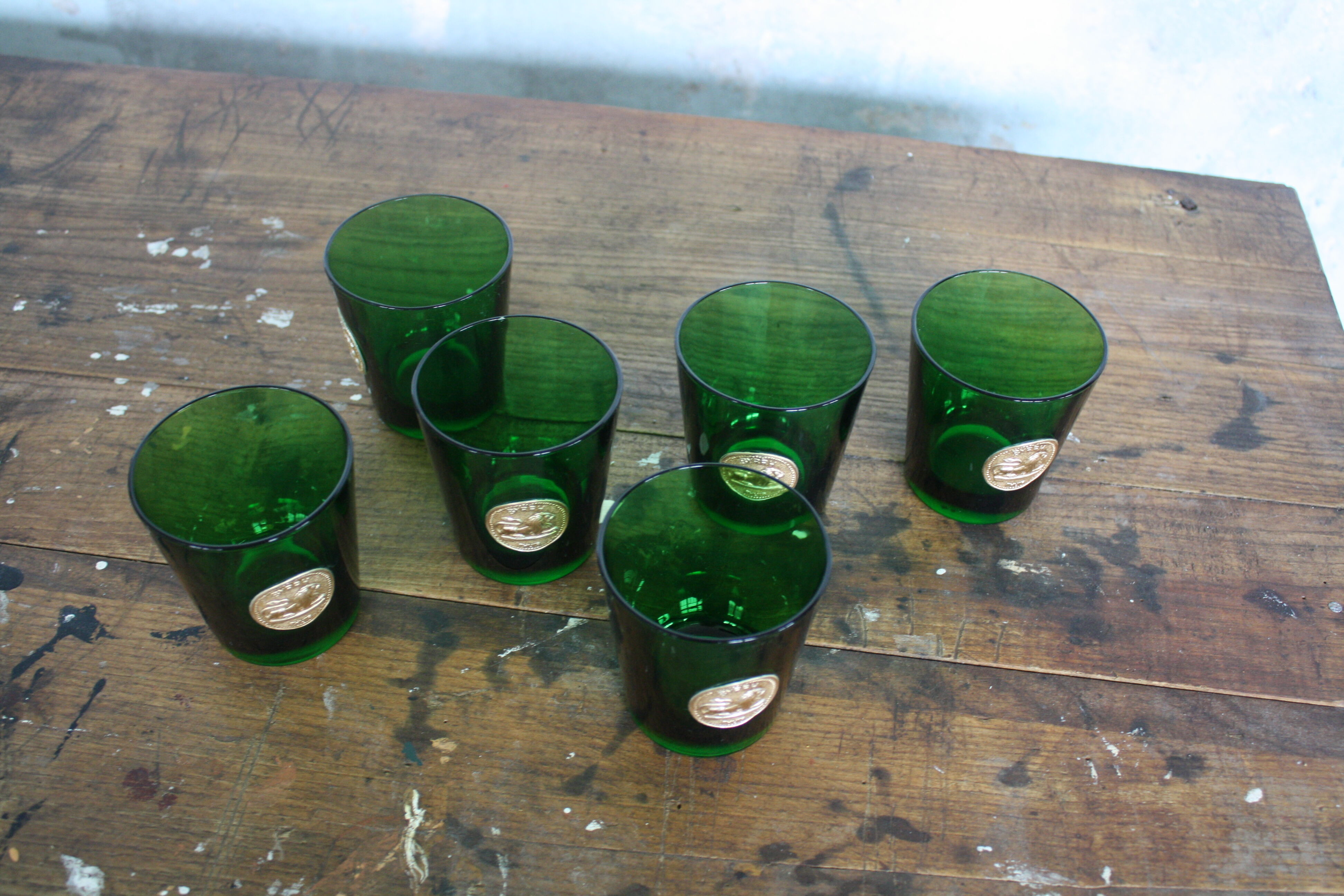 6 vintage Byrrh green lenses