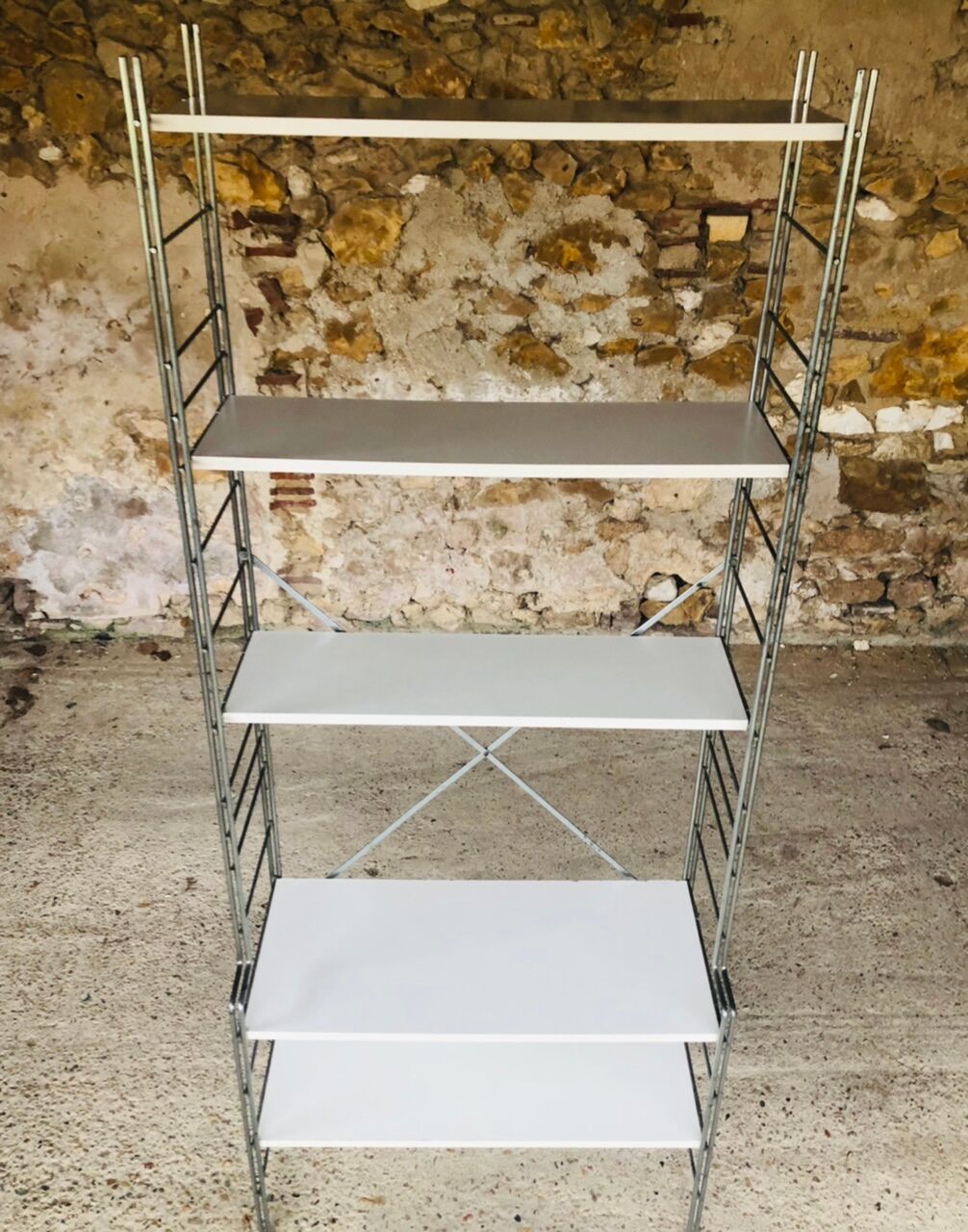 Vintage wall system with 5 modular shelves for BHV