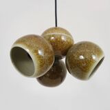 3-light chandelier with glazed sandstone balls. 50s-60s Italy