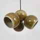 3-light chandelier with glazed sandstone balls. 50s-60s Italy