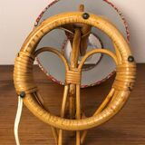 Lampe rotin forme cygne vintage