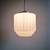 Large Art Deco pendant light in white opaline, 1920s-30s