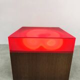 Table d'appoint vintage en bois et acrylique avec caisson lumineux « Lumière rouge »
