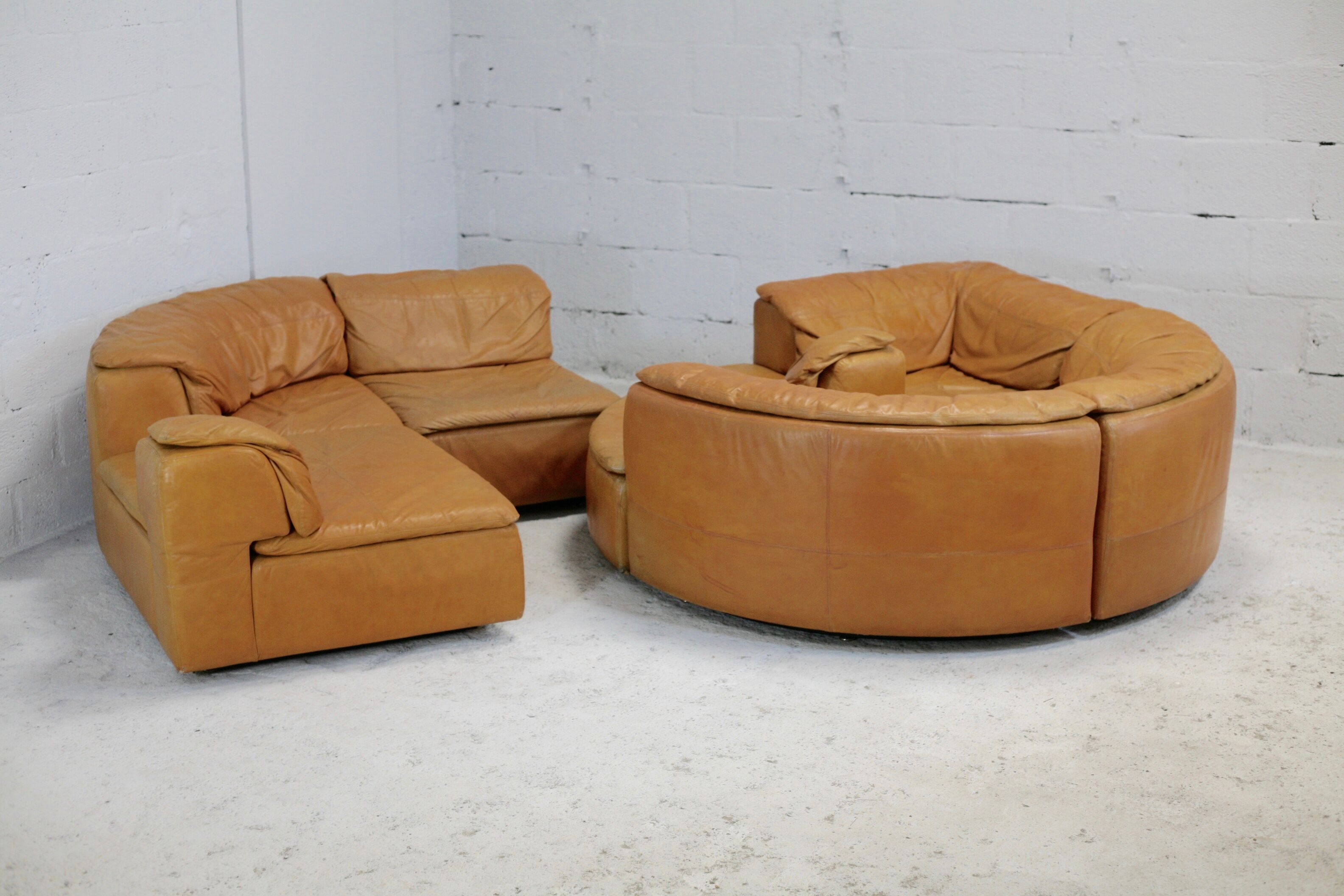 Leather modular sofa, 7 elements, 70s
