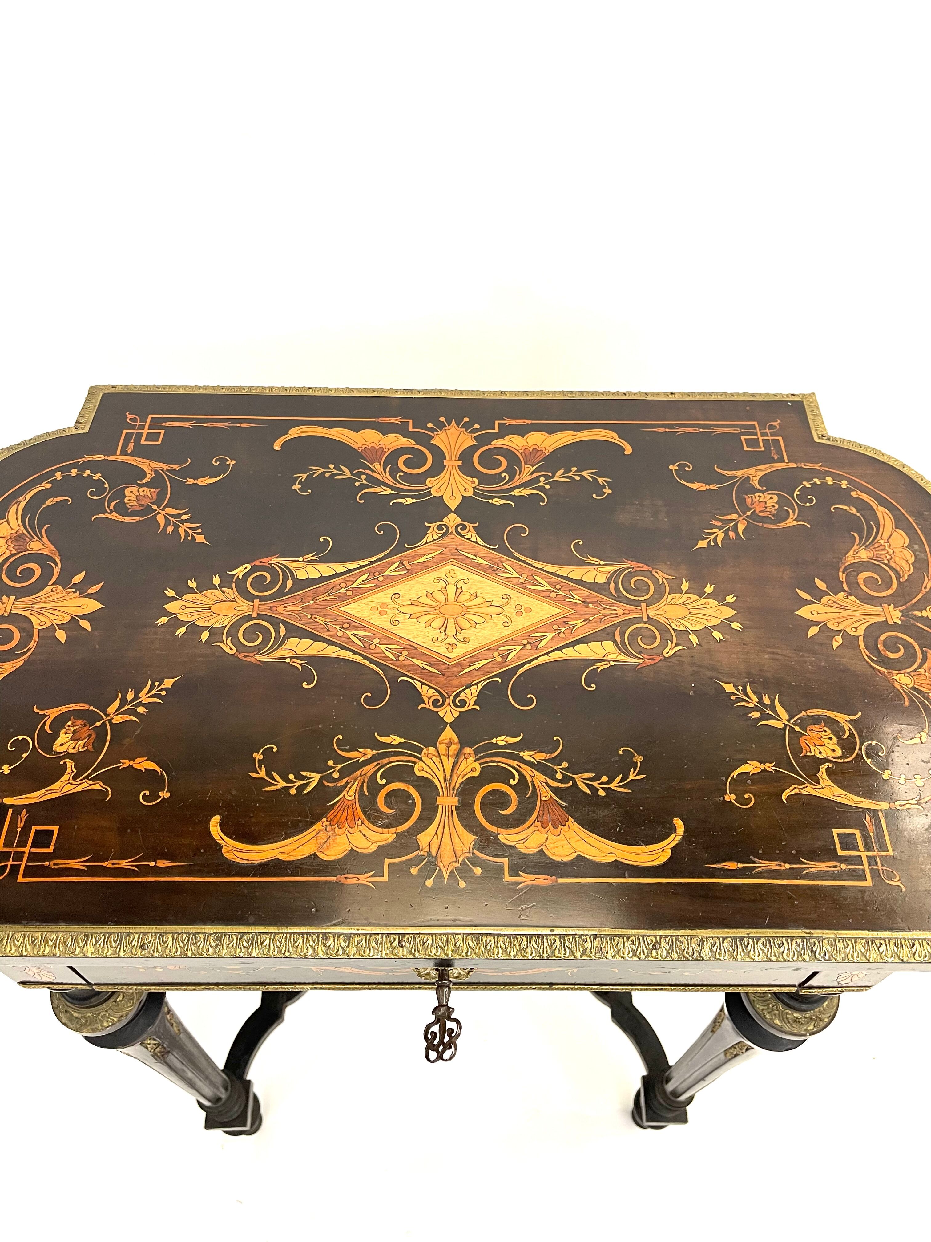 Napoleon III side table or work table with marquetry