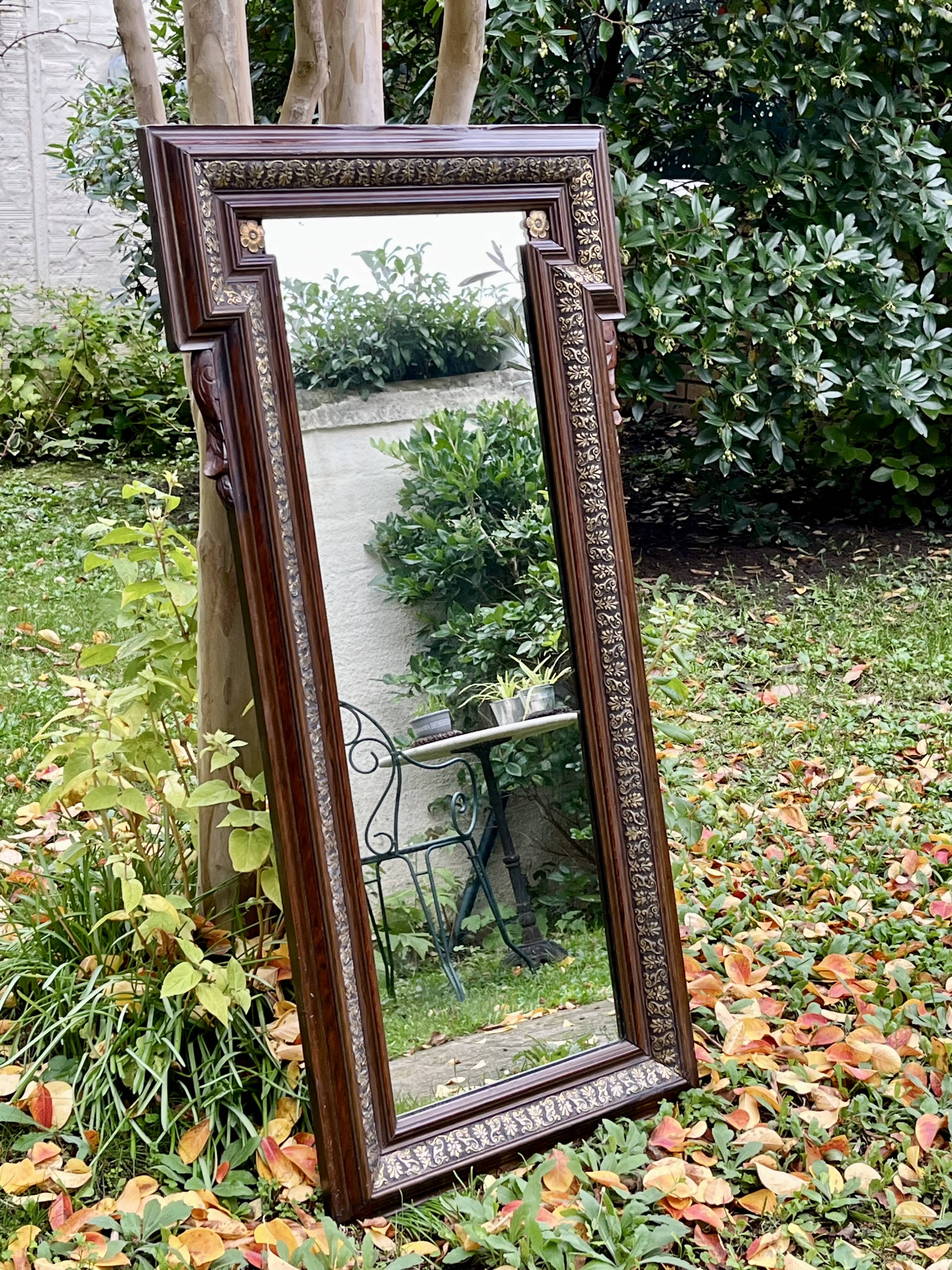 Corner mirror - wood and gilded brass - Napoleon style
