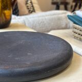 Vintage sculptural polished black marble donut plate flat tray empty po