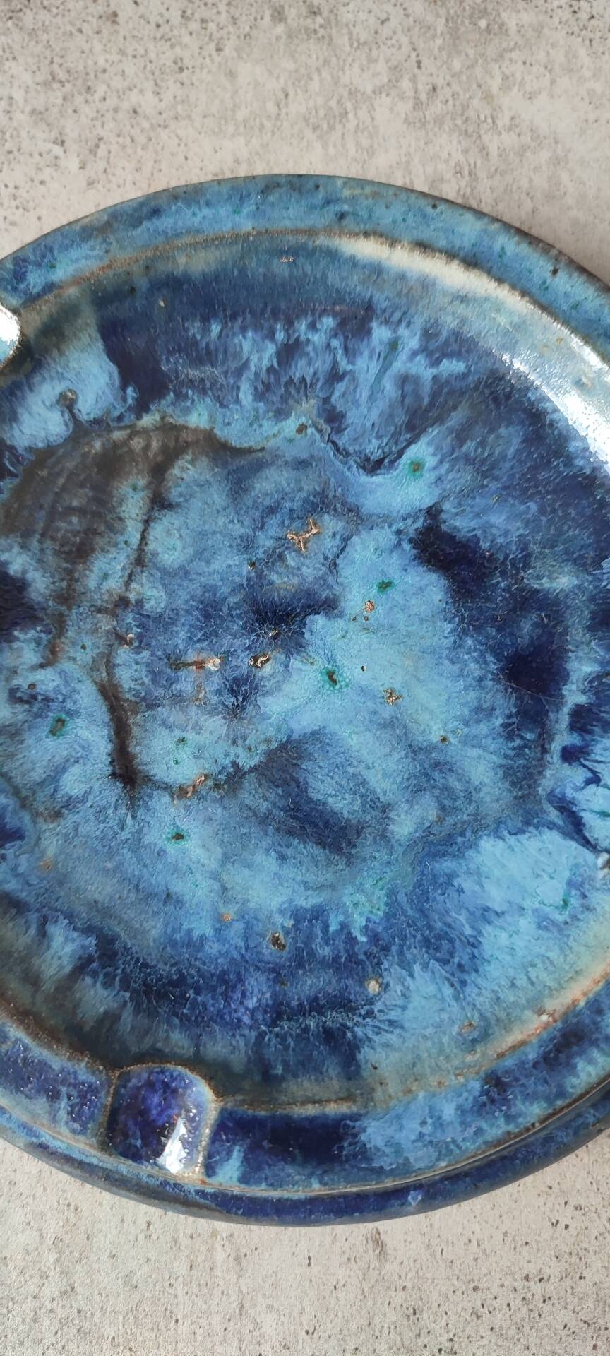 Vintage glazed terracotta ashtray by Eugène Alaphilippe (Verneuil-