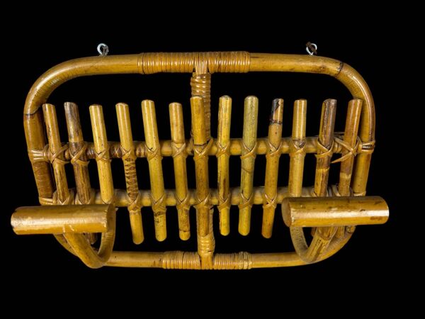Portemanteau en Rotin des années 60 Italie style Olaf Von Bohr