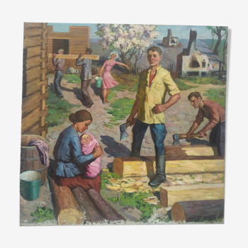 Painting Workers - Soviet Socialist Realism