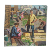 Peinture Travailleurs - Réalisme Socialiste Soviétique