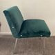 Chaise vintage en velours vert et pieds chromés