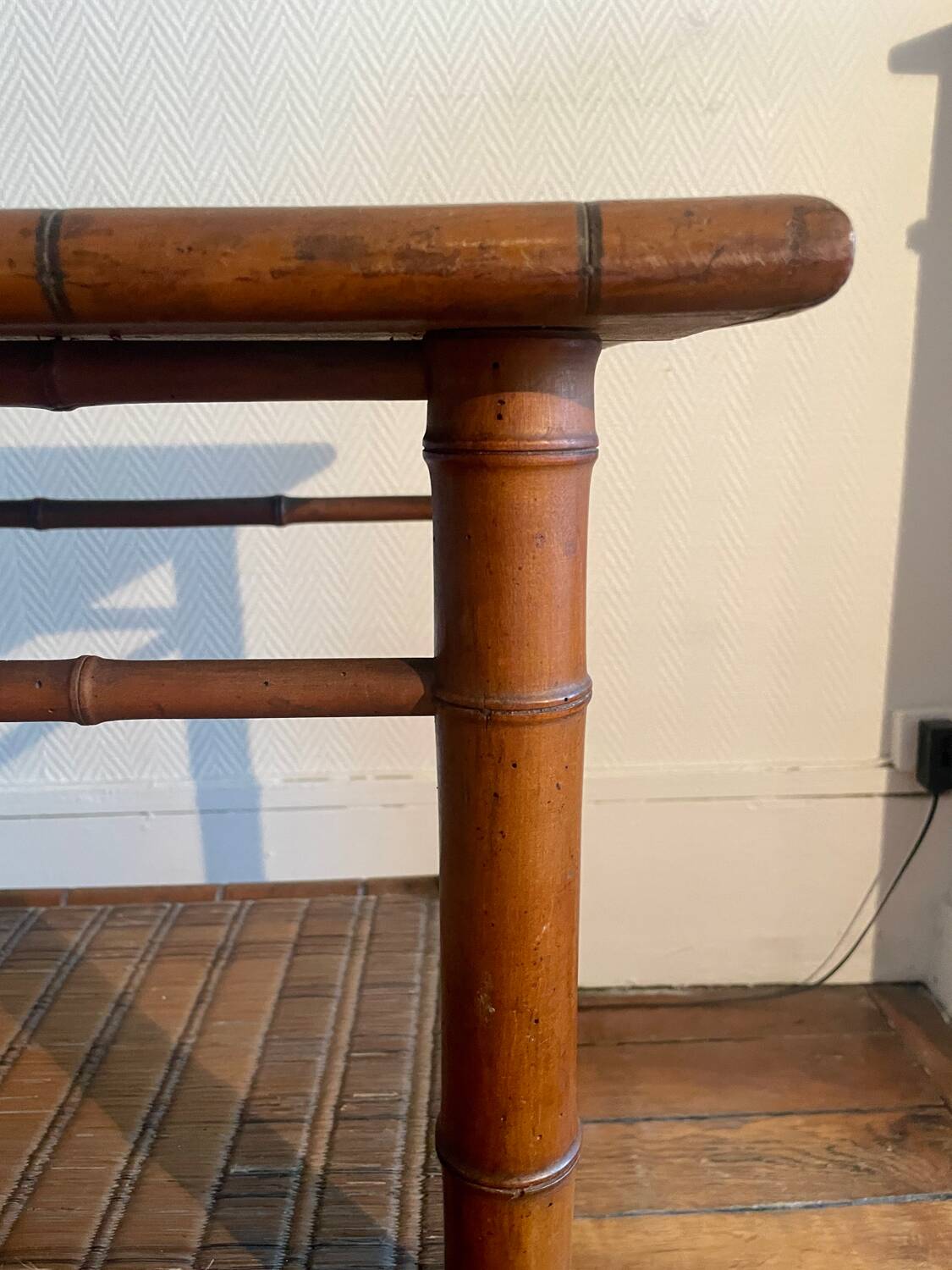 Colonial era bamboo imitation wood side table