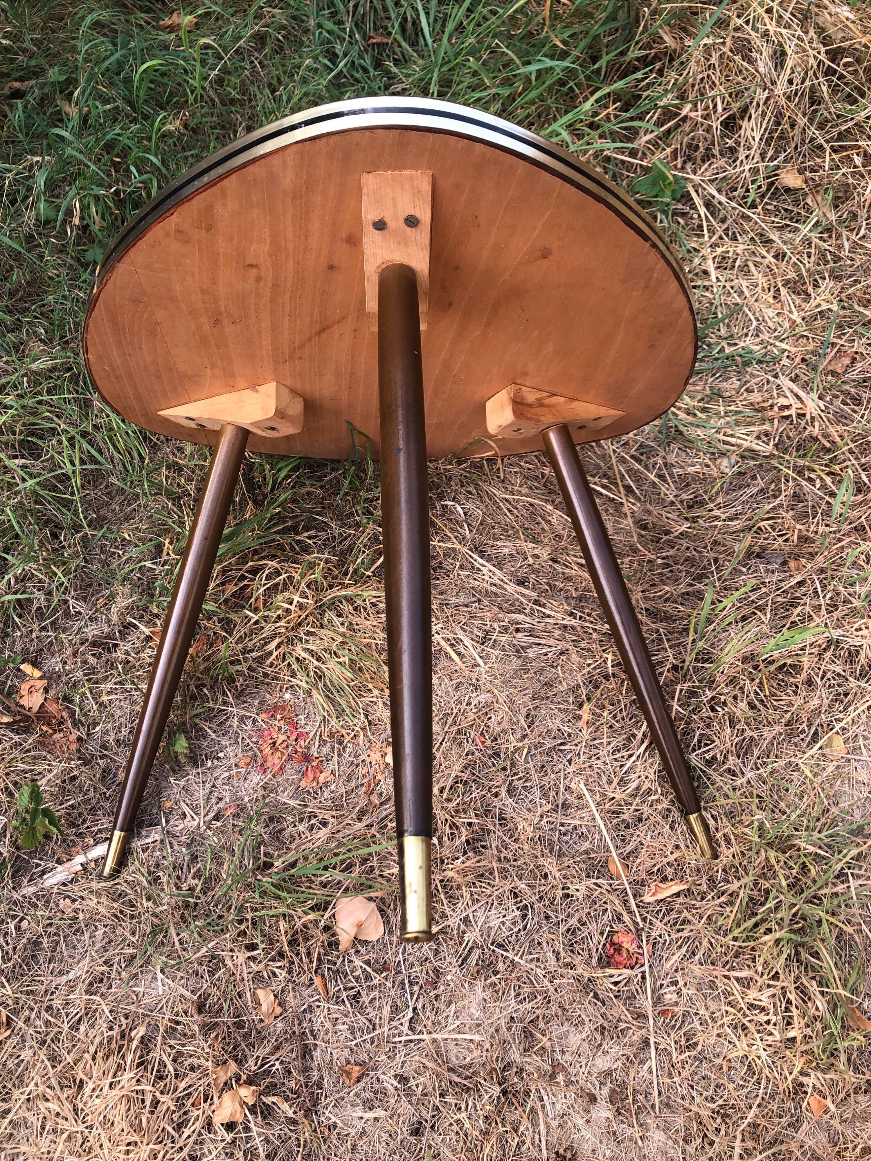 Vintage glass top tripod table 60s