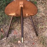 Vintage glass top tripod table 60s