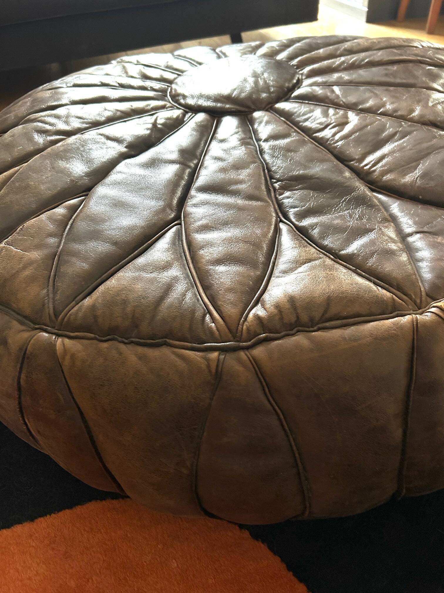 Leather pouf 1970