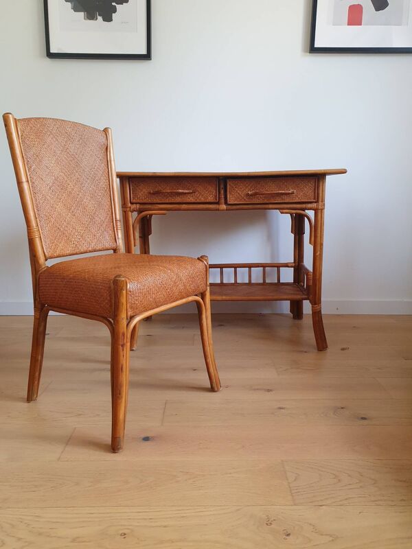 Bureau en rotin vintage