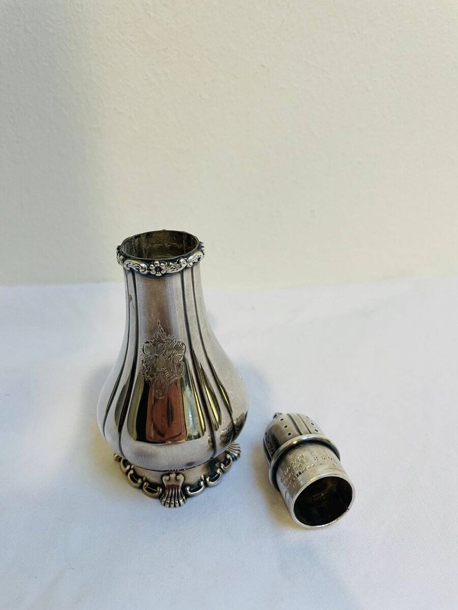 Floral sterling silver salt shaker by Tiffany & Co., 1950s