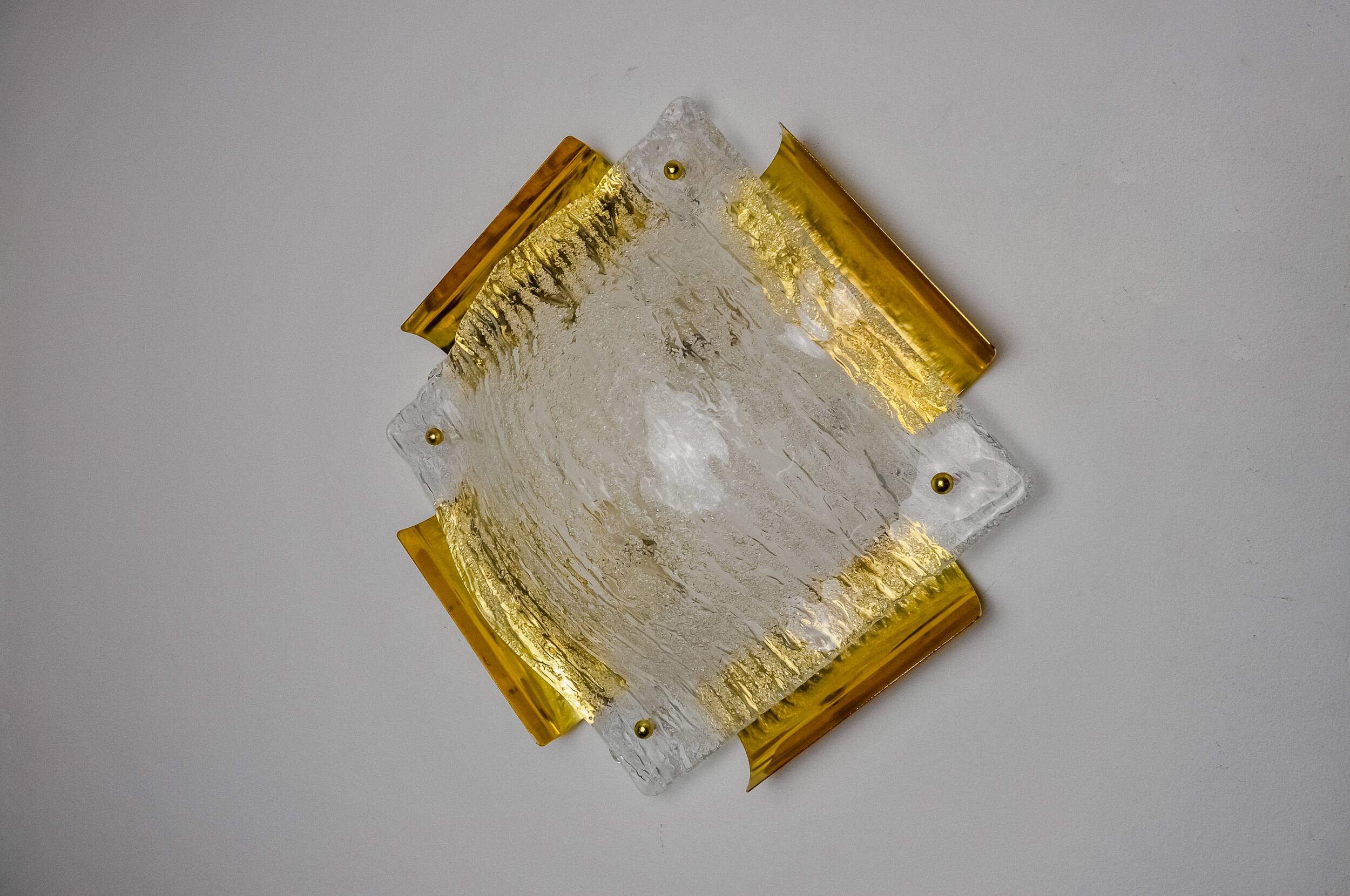 XXL frosted wall lamp by Kalmar, Murano glass, Austria, 1970