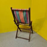Chaise de plage française en bois de la 1ère moitié du 20ème siècle
