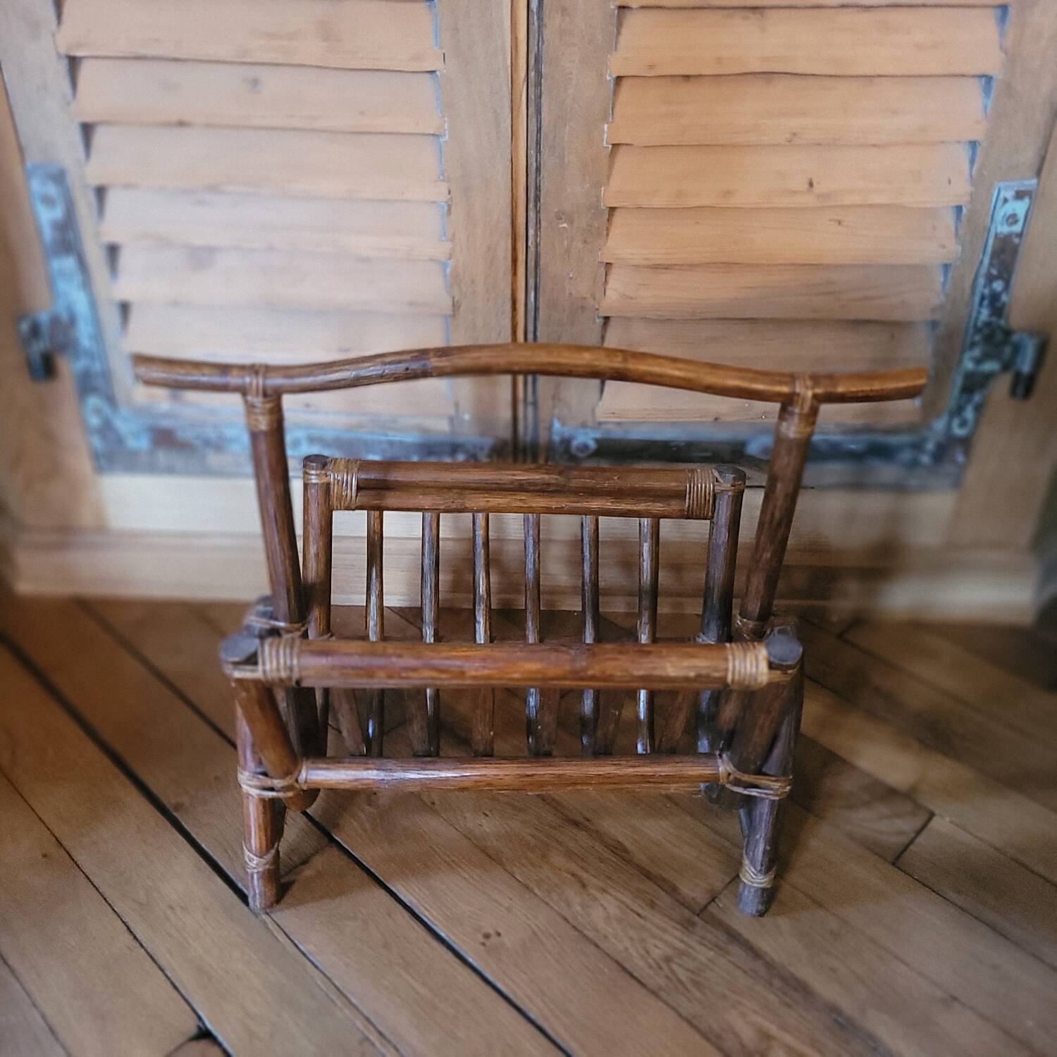 Vintage rattan magazine rack