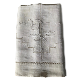 Drap EL brodé main fleurs et jour échelle couture centrale