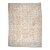 1970s Vintage Persian Handmade Wool Cotton Light Beige Area Rug 304x408