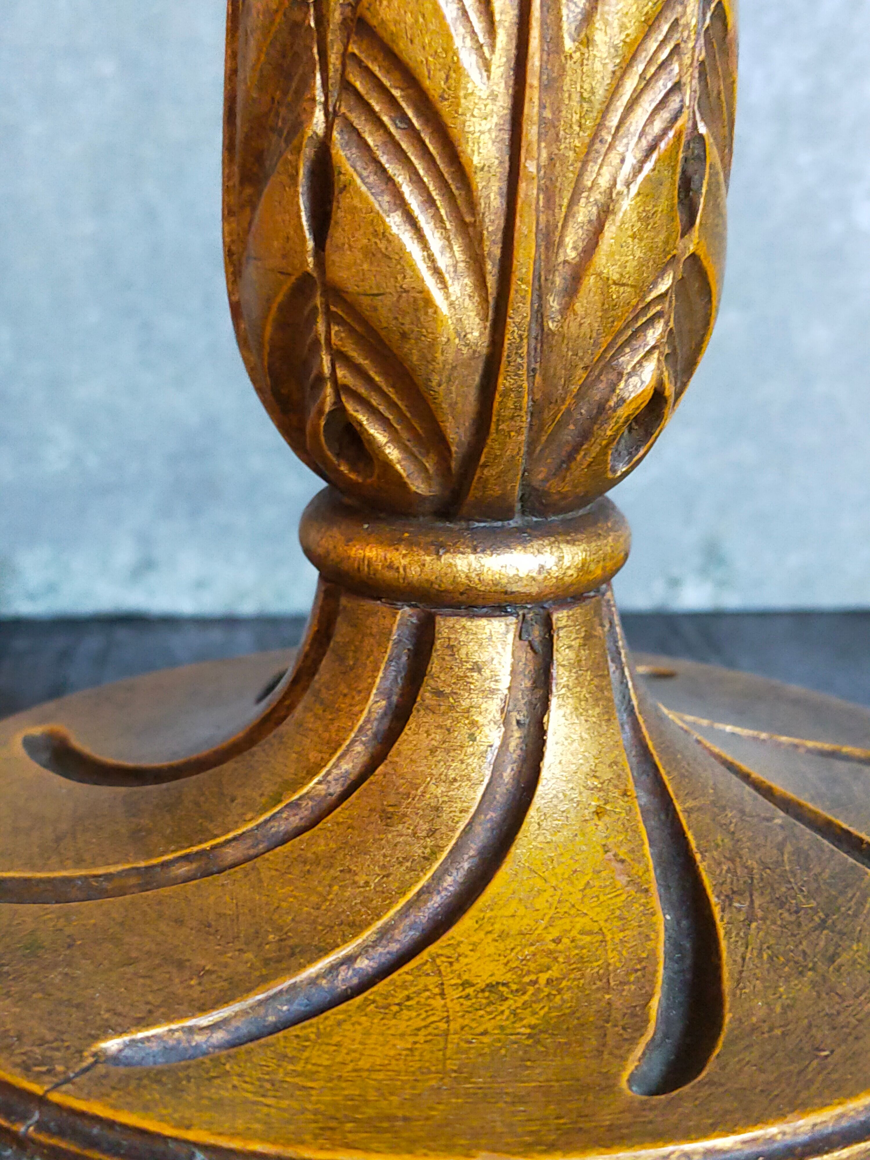 Lamp foot turned carved antique patina