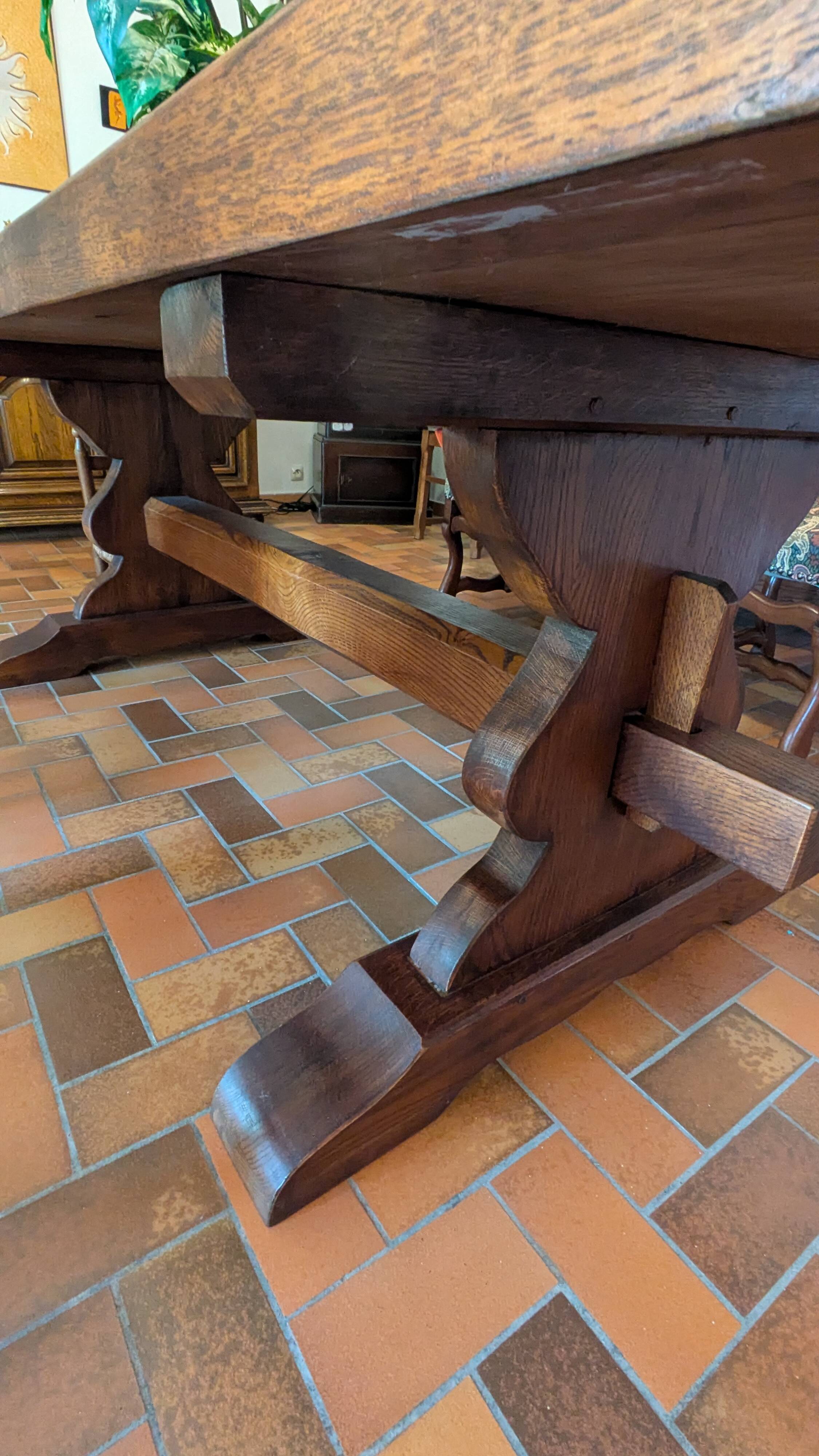 Large monastery table in solid oak