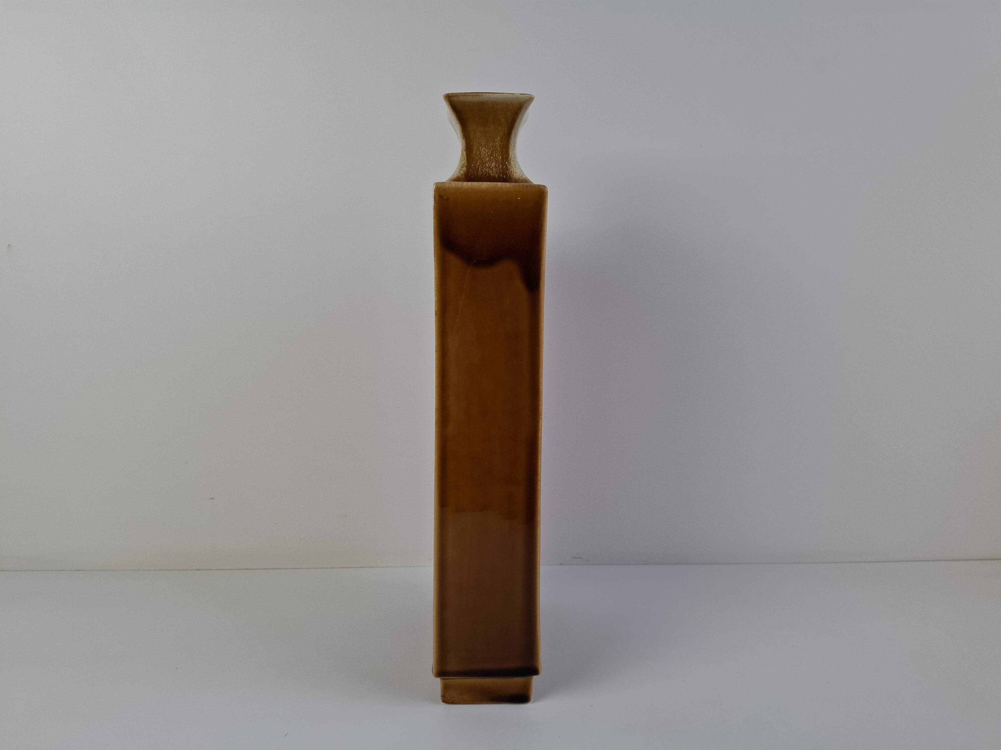 Mid Century Czech Brown Ceramic Vase Ditmar Urbach, 1960's.