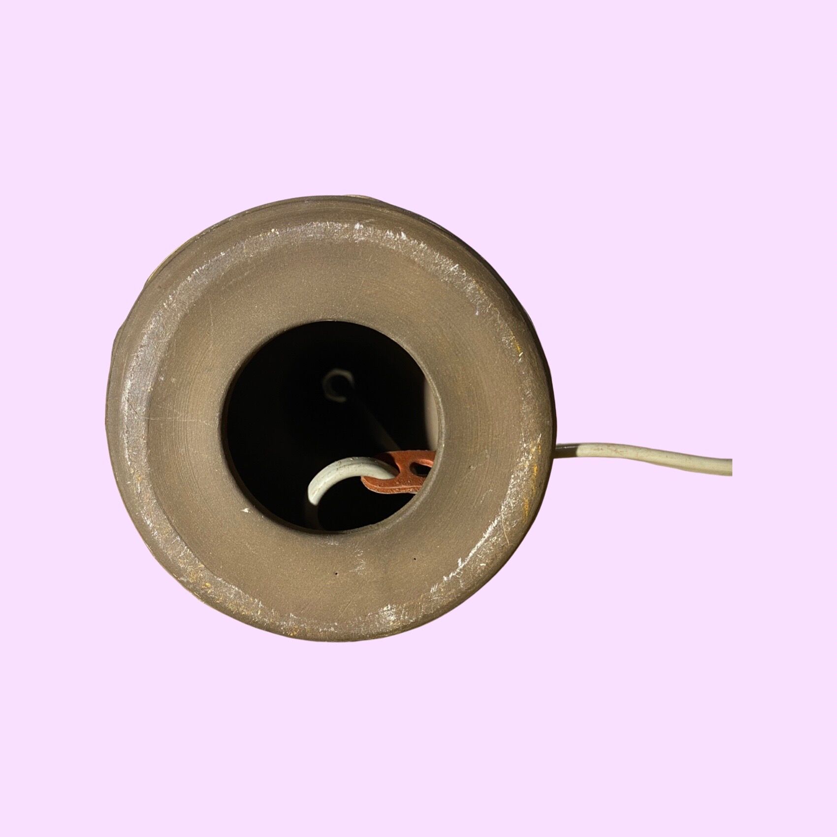 60s danish vintage desk light - mid century scandinavian table lamp - brown ceramic pottery lamp