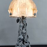 Important Art Deco Wrought Iron Lamp, by Bartelemie, France, Circa 1925
