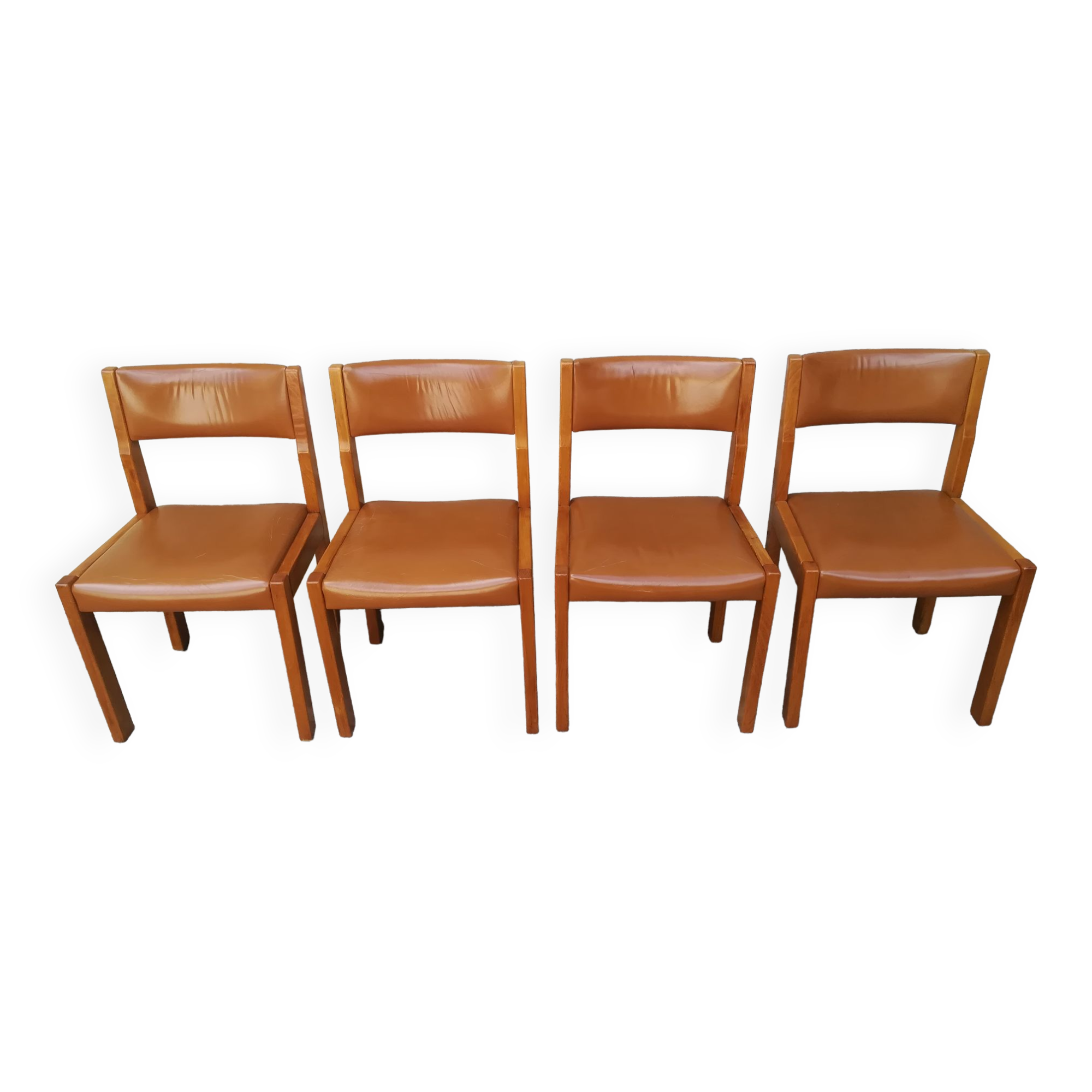Maison Regain chairs in elm and leather