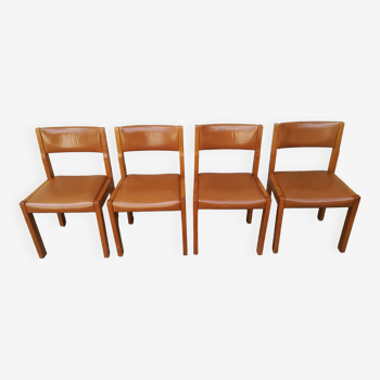 Maison Regain chairs in elm and leather