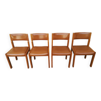 Maison Regain chairs in elm and leather