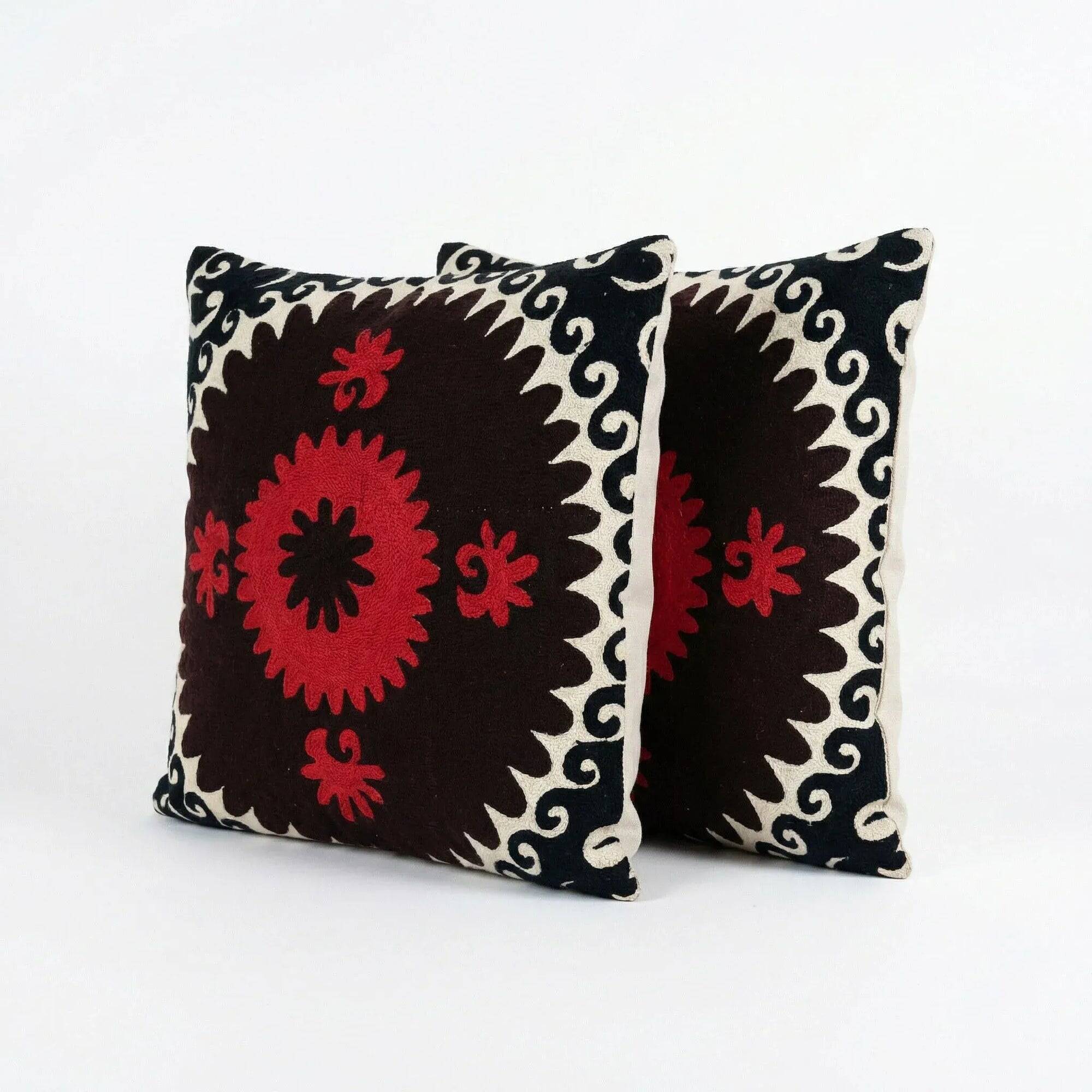 Set of 2 vintage embroidered cushion covers 53x56 cm