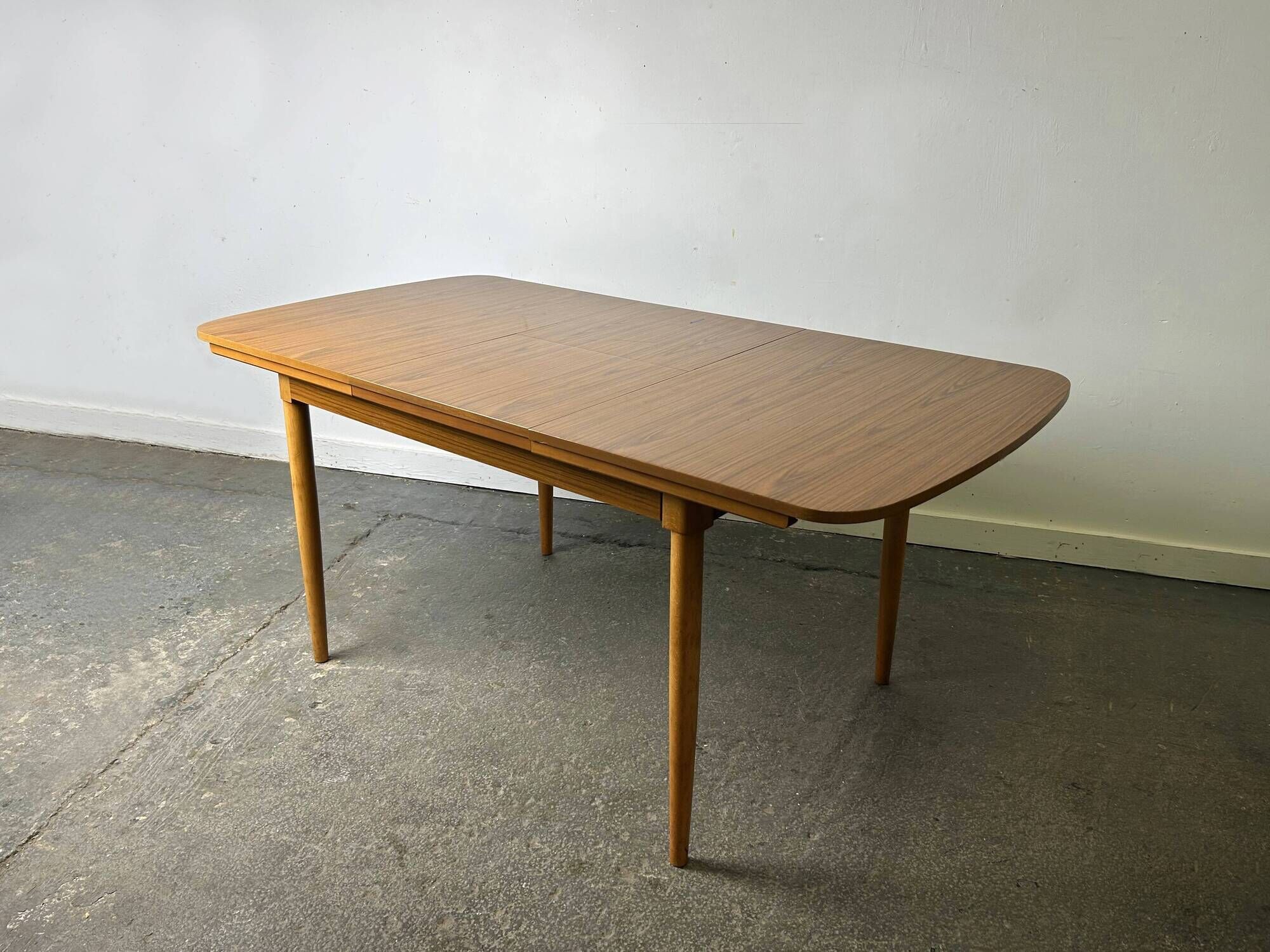 Schreiber Mid Century Extending Formica Dining Table Beech Legs 1960s-70s