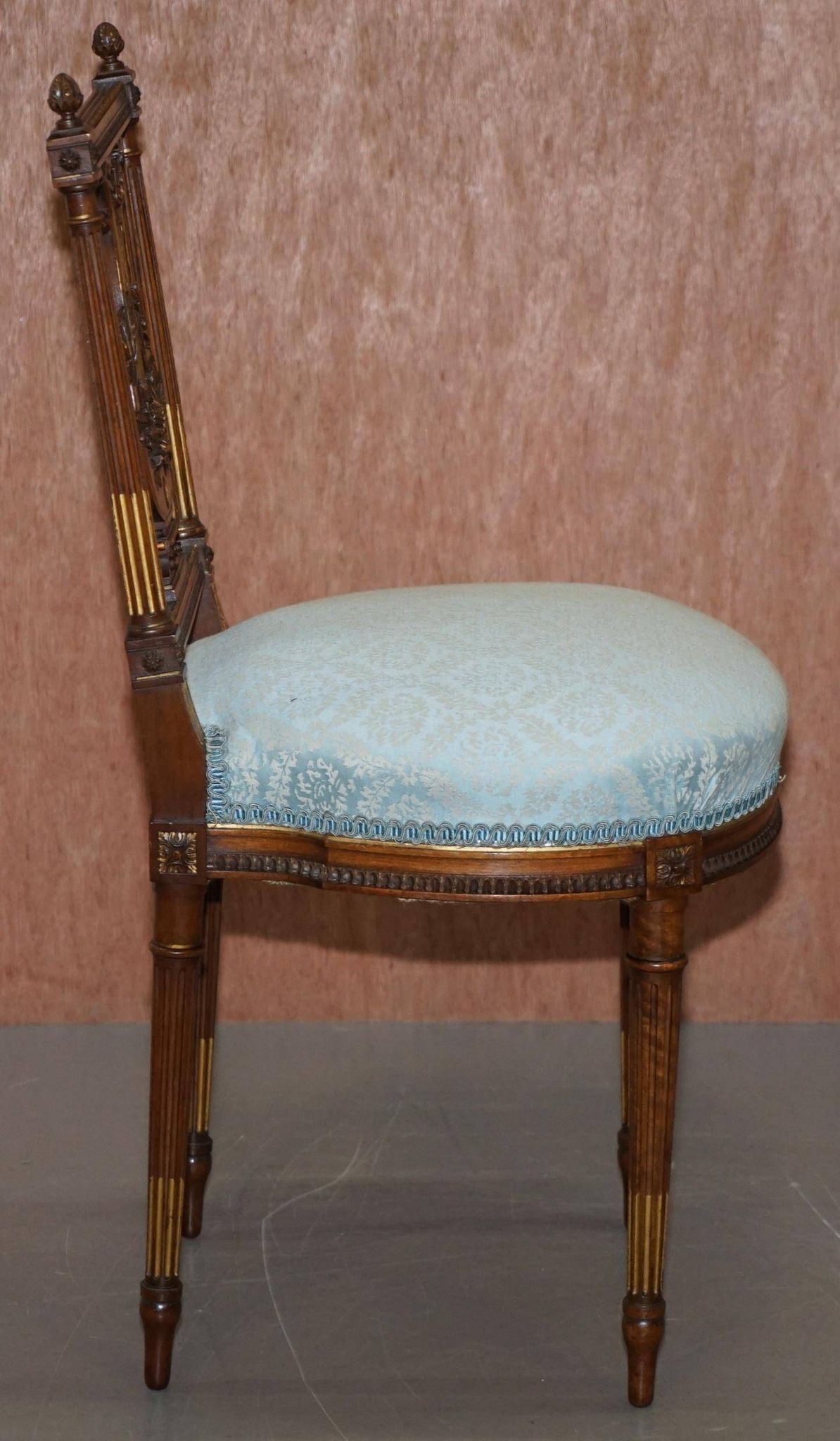 Pair of Carved Golden Wood Accent Chairs