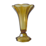 Vase tulipe ancien en verre ambré