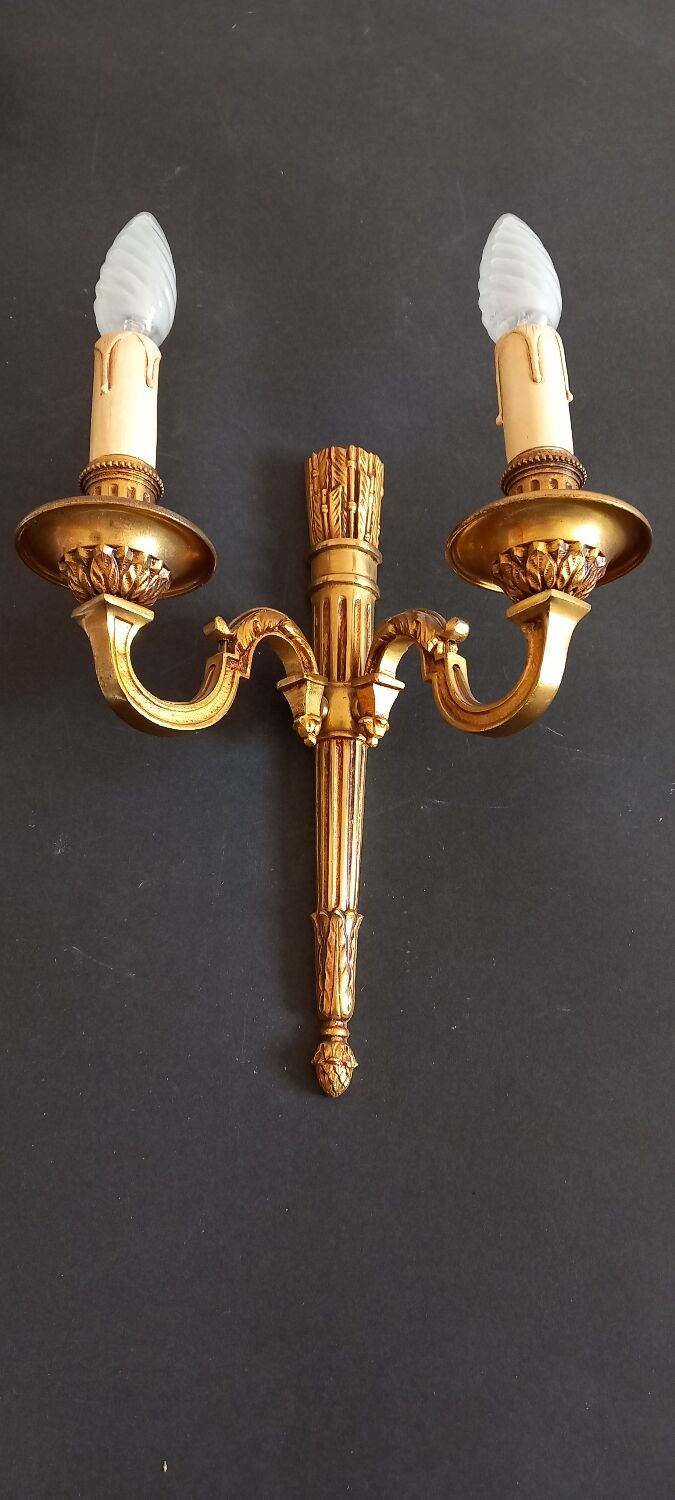 3 appliques murale bronze doré