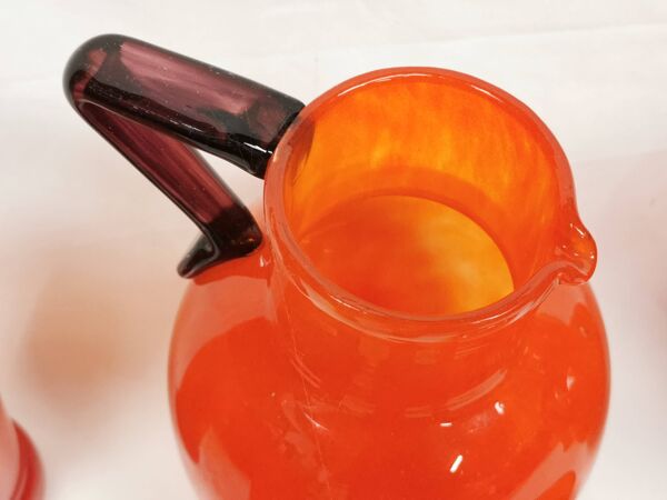 Service à Orangeade / Citronnade Schneider , Le Verre Français . 2 Pichets et 6 Verres