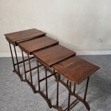 Pyroengraved wooden trundle tables