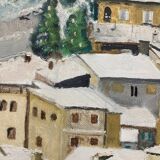 Painting on vintage canvas