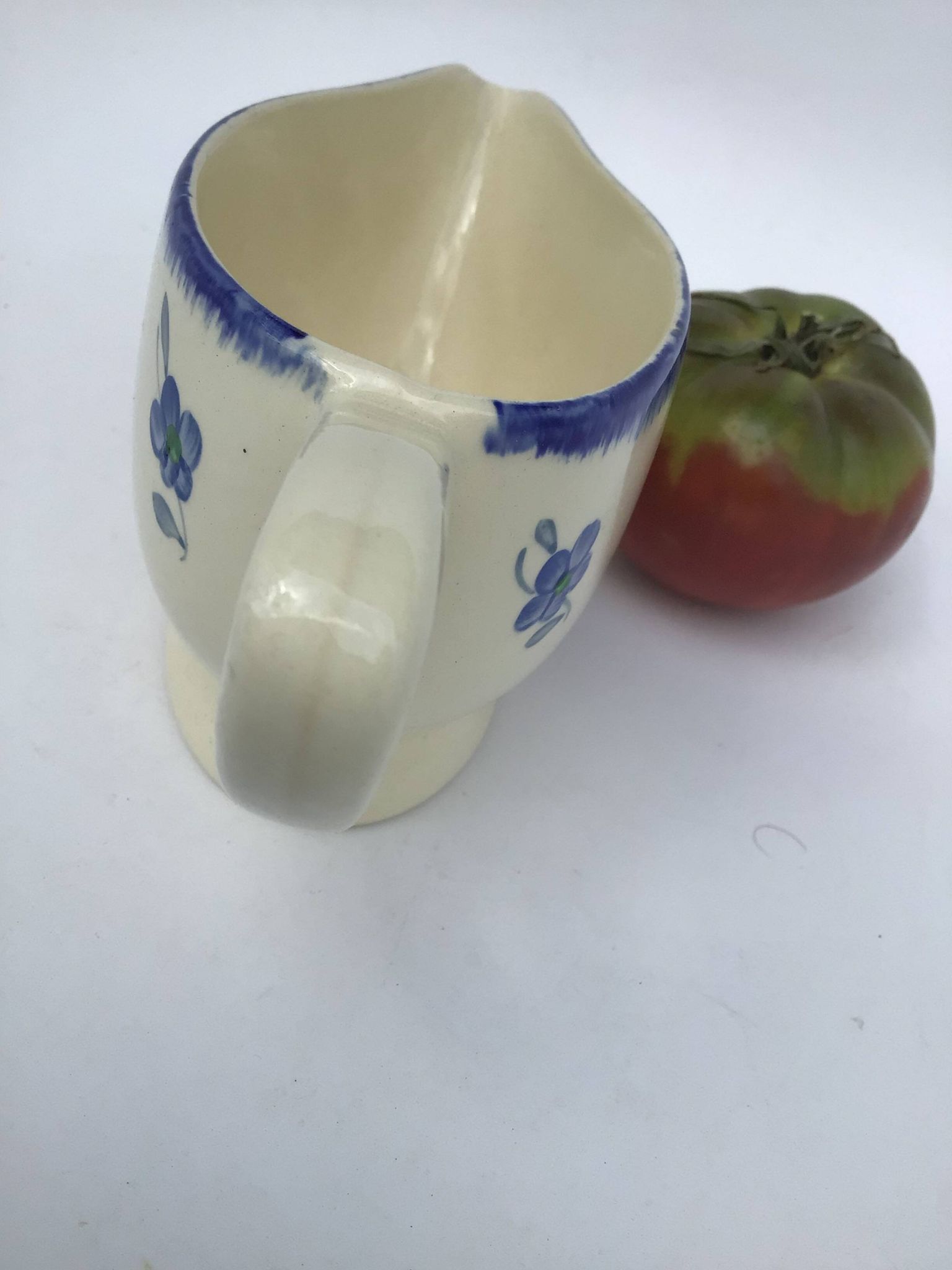 Sauceboat Mary Lou Digoin Sarreguemines blue rim
