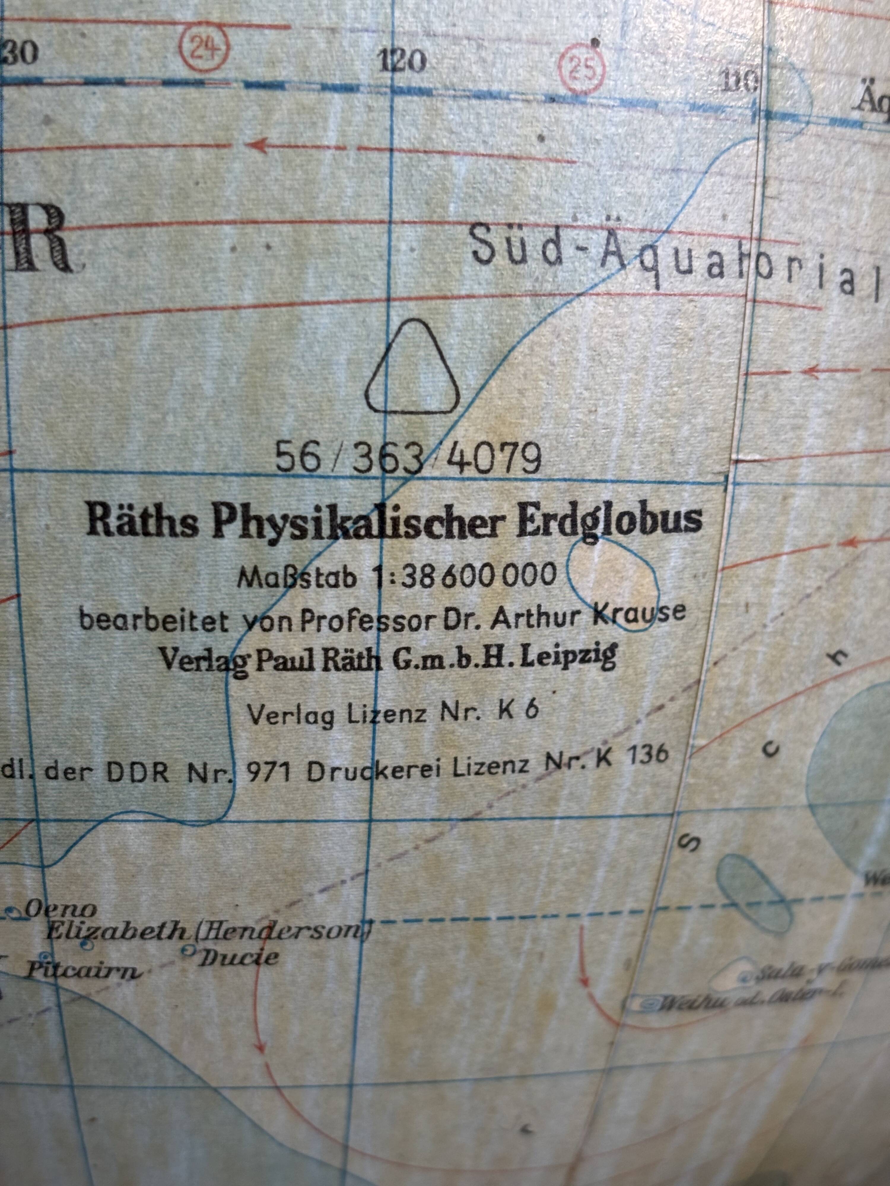 Vintage globe 1950/1953 terrestrial Räth world map ex-GDR - 52 cm