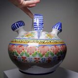 Spanish ceramic water bottle with vintage painted flowers