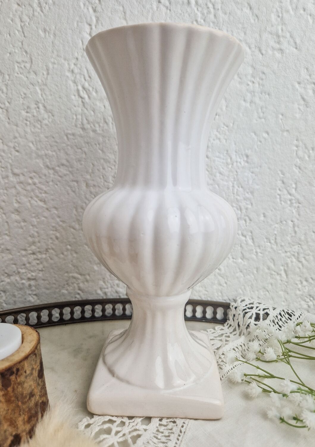 Medici style vase in vintage white ceramic